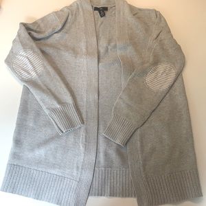 Gap Gray woven cardigan with patch elbows